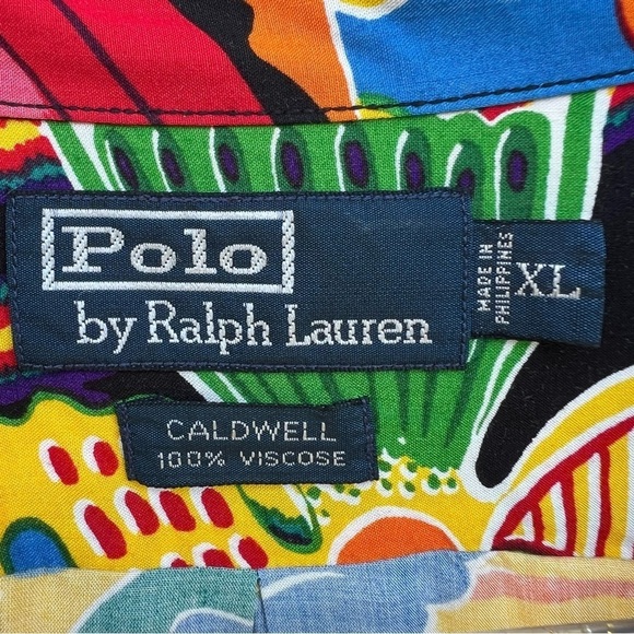Vintage Polo Ralph Lauren Caldwell Koi Fish Button Down Tropical XL Viscose FLAW - Picture 14 of 16